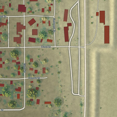 Close-up of the map of Perley, Minnesota print showing street and building detail