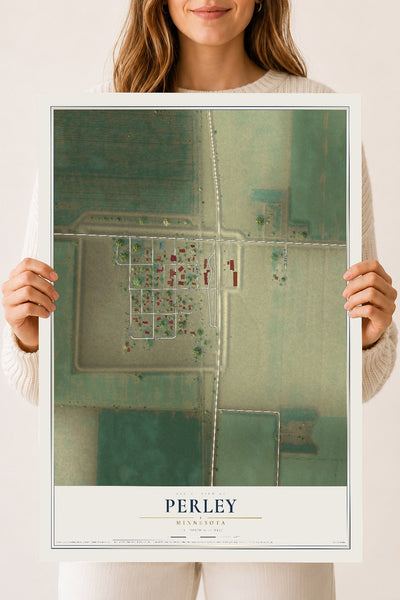 Map of Perley, Minnesota, 18 x 24 inch unframed archival matte print