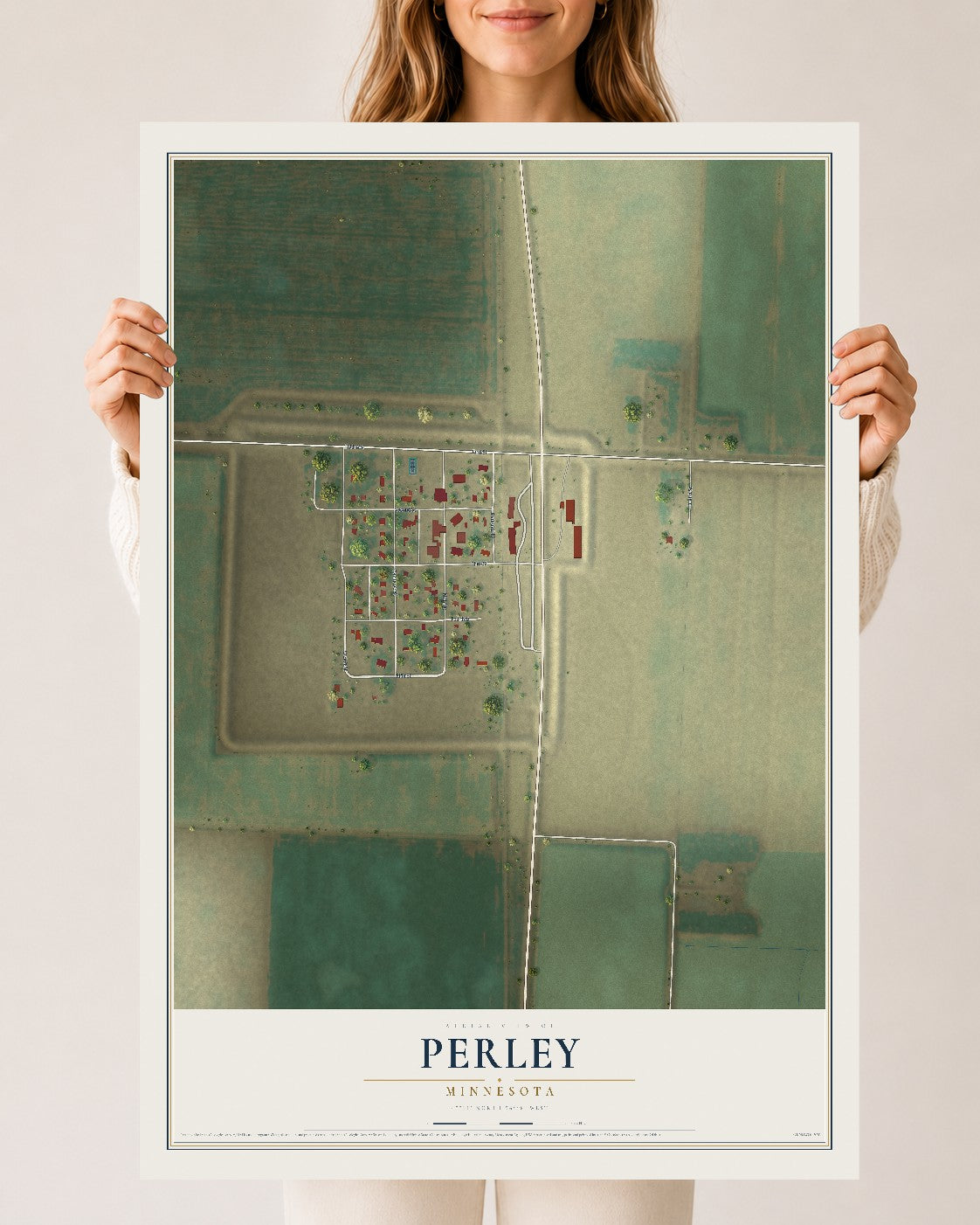 Map of Perley, Minnesota, 24 x 36 inch unframed archival matte print