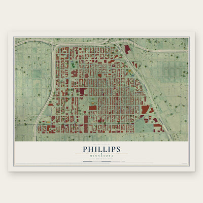 Phillips, Minnesota map print, the full design