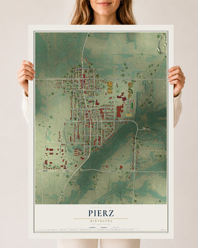 Map of Pierz, Minnesota, 24 x 36 inch unframed archival matte print