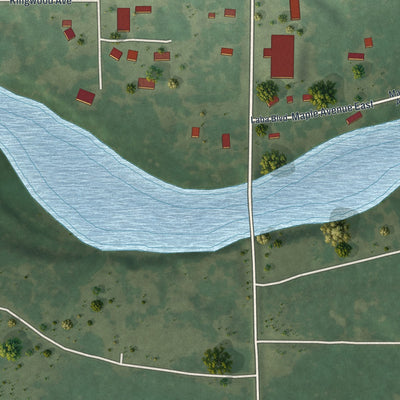 Second close-up of the map of Pillager, Minnesota print showing more streets and buildings