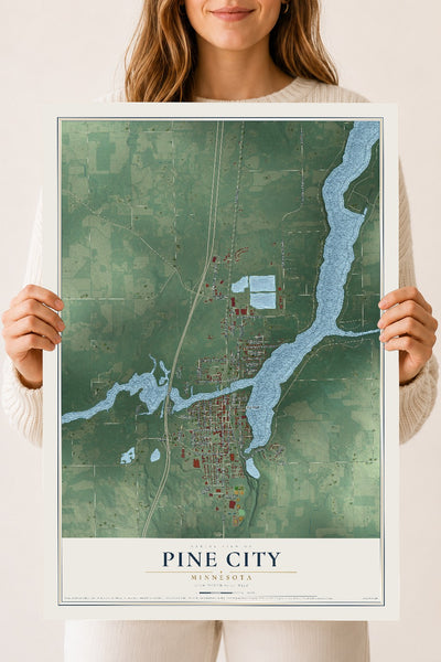 Map of Pine City, Minnesota, 18 x 24 inch unframed archival matte print