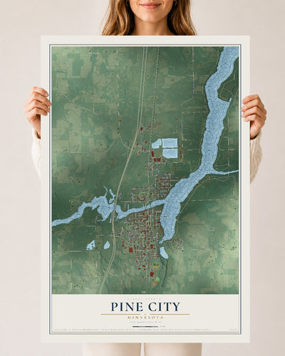 Map of Pine City, Minnesota, 24 x 36 inch unframed archival matte print