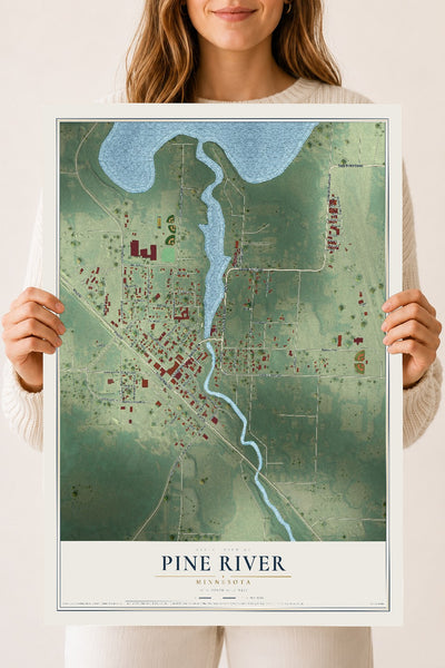 Map of Pine River, Minnesota, 18 x 24 inch unframed archival matte print