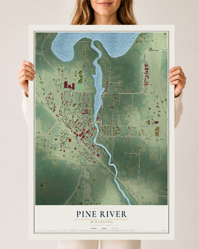 Map of Pine River, Minnesota, 24 x 36 inch unframed archival matte print