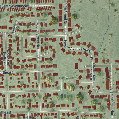 Second close-up of the map of Plainview, Minnesota print showing more streets and buildings