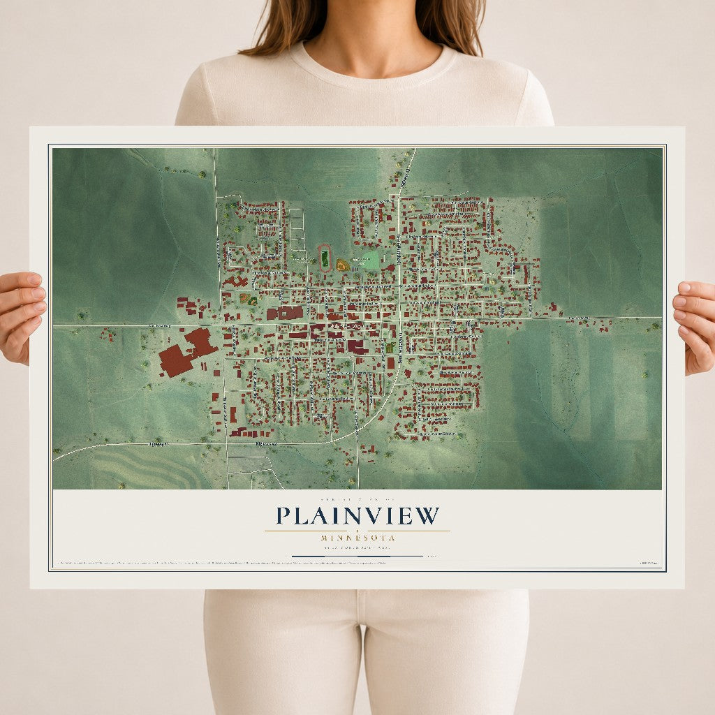 Map of Plainview, Minnesota, 18 x 24 inch unframed archival matte print