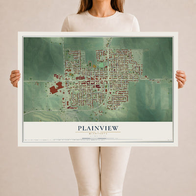 Map of Plainview, Minnesota, 24 x 36 inch unframed archival matte print