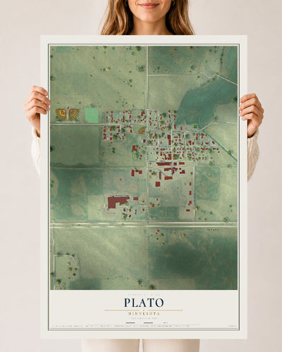 Map of Plato, Minnesota, 24 x 36 inch unframed archival matte print
