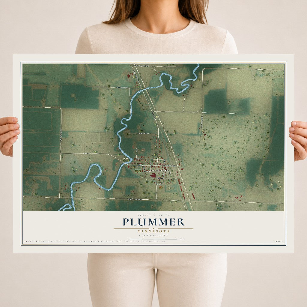 Map of Plummer, Minnesota, 18 x 24 inch unframed archival matte print