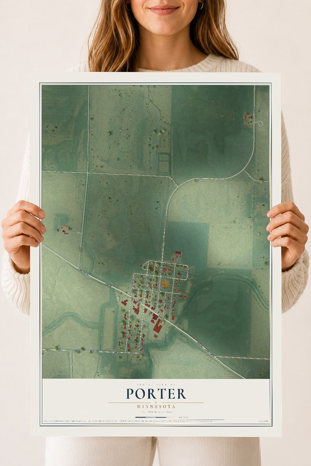 Map of Porter, Minnesota, 18 x 24 inch unframed archival matte print