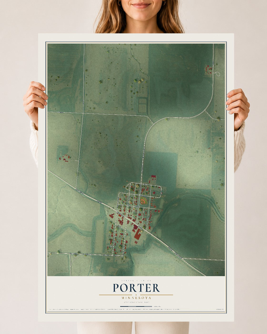 Map of Porter, Minnesota, 24 x 36 inch unframed archival matte print