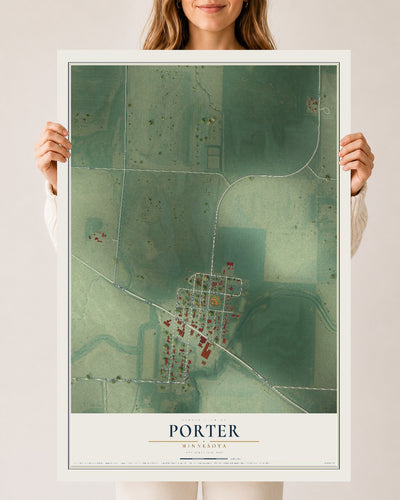 Map of Porter, Minnesota, 24 x 36 inch unframed archival matte print