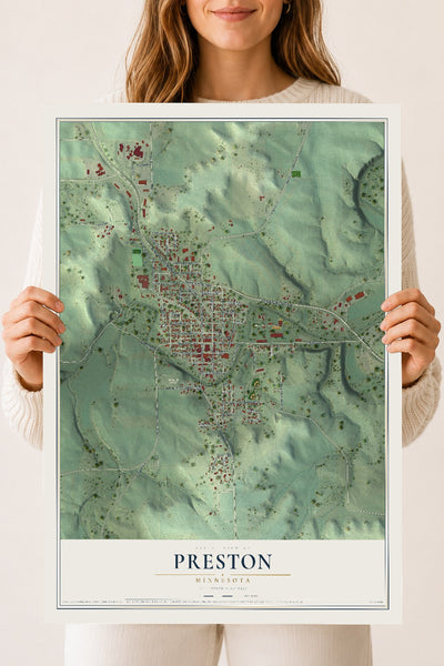 Map of Preston, Minnesota, 18 x 24 inch unframed archival matte print