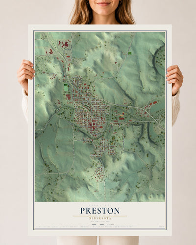 Map of Preston, Minnesota, 24 x 36 inch unframed archival matte print