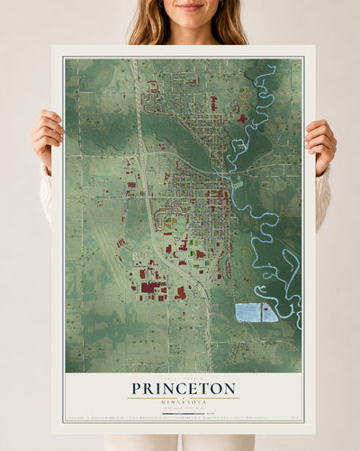 Map of Princeton, Minnesota, 24 x 36 inch unframed archival matte print