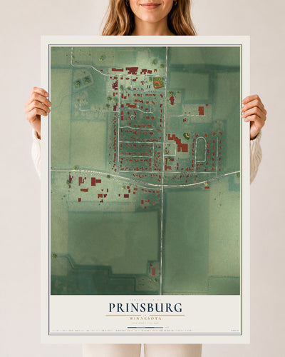 Map of Prinsburg, Minnesota, 24 x 36 inch unframed archival matte print