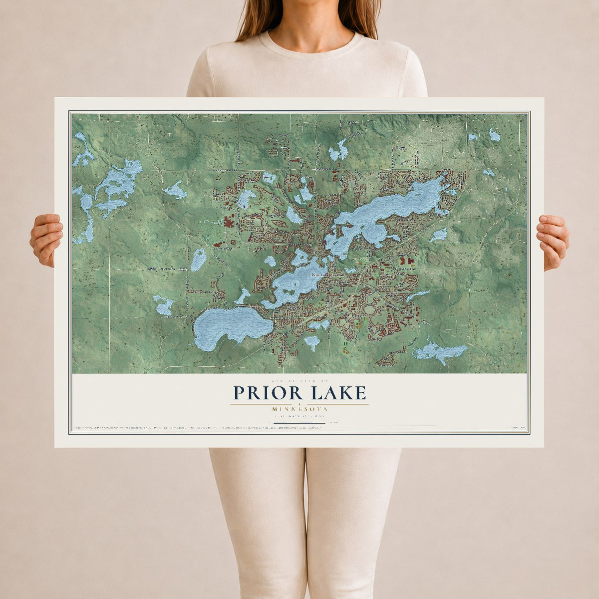 Map of Prior Lake, Minnesota, 24 x 36 inch unframed archival matte print