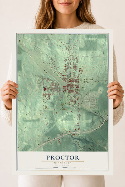 Map of Proctor, Minnesota, 18 x 24 inch unframed archival matte print