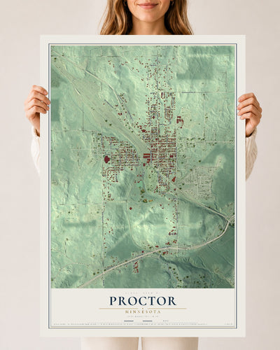 Map of Proctor, Minnesota, 24 x 36 inch unframed archival matte print