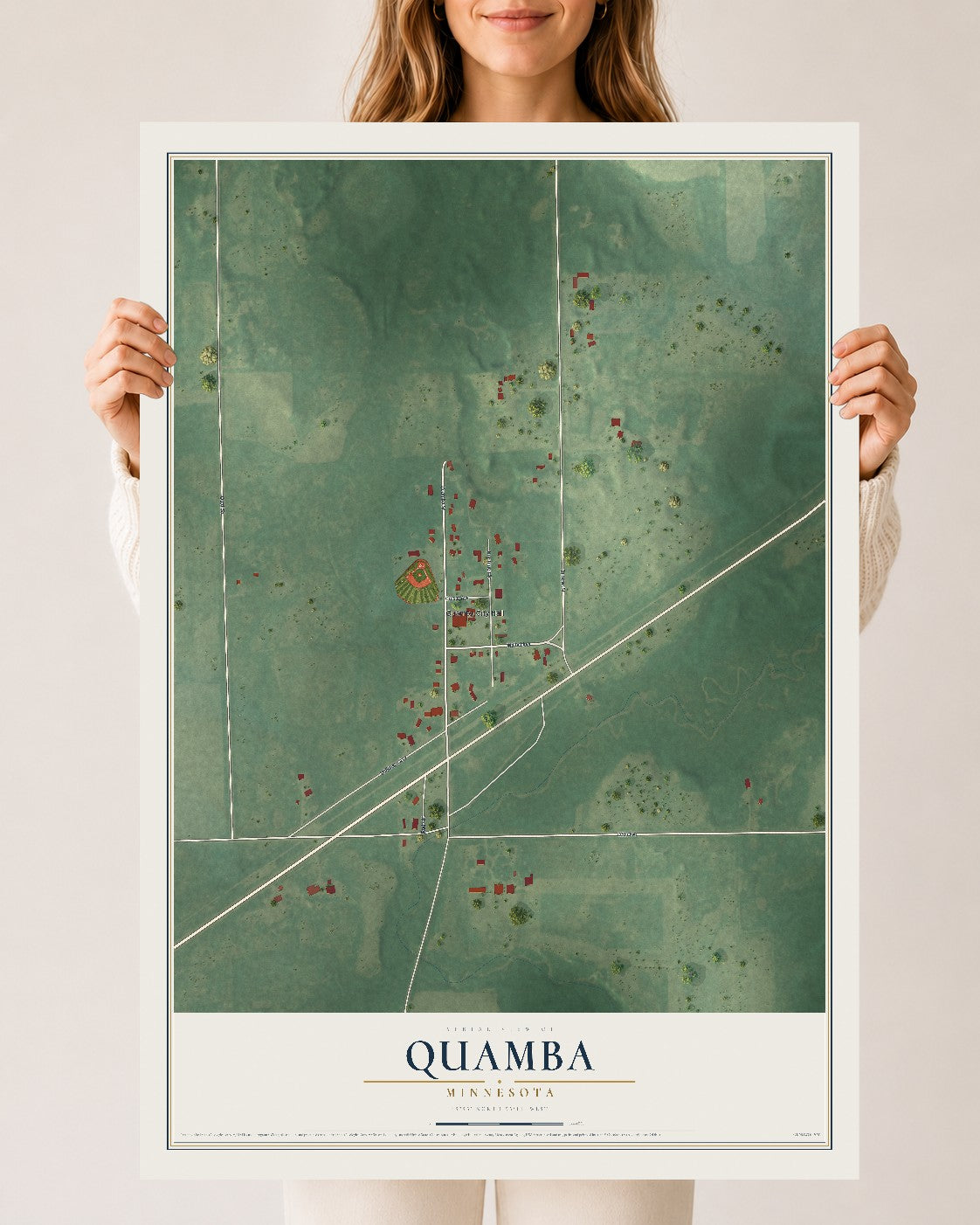 Map of Quamba, Minnesota, 24 x 36 inch unframed archival matte print