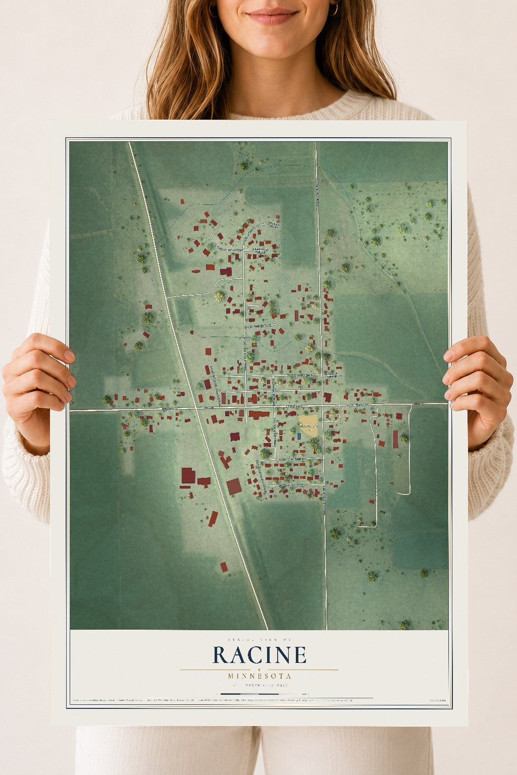 Map of Racine, Minnesota, 18 x 24 inch unframed archival matte print