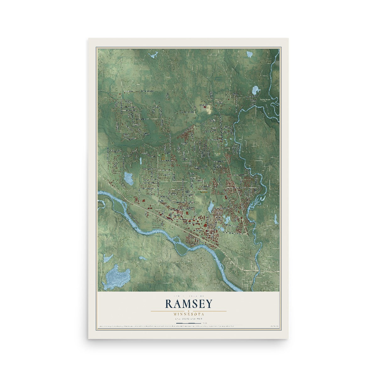 Map of Ramsey, Minnesota, 12 x 18 inch unframed archival matte print