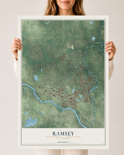Map of Ramsey, Minnesota, 24 x 36 inch unframed archival matte print
