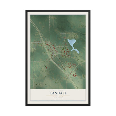 Map of Randall, Minnesota, 12 x 18 inch print in a black wood frame