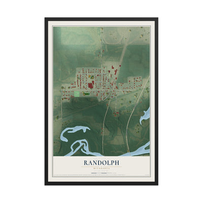 Map of Randolph, Minnesota, 12 x 18 inch print in a black wood frame