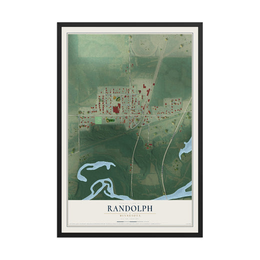 Map of Randolph, Minnesota, 12 x 18 inch print in a black wood frame