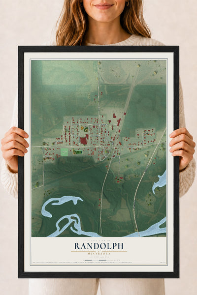 Map of Randolph, Minnesota, 18 x 24 inch print in a black wood frame