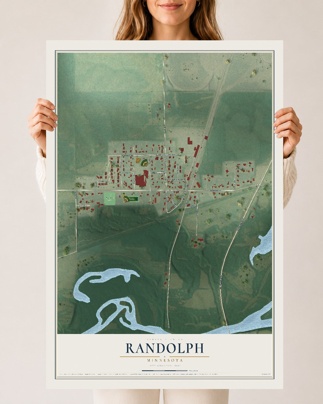 Map of Randolph, Minnesota, 24 x 36 inch unframed archival matte print