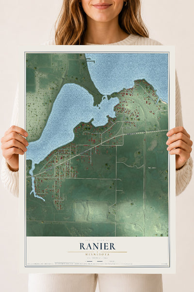 Map of Ranier, Minnesota, 18 x 24 inch unframed archival matte print