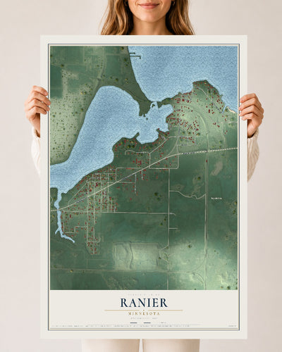 Map of Ranier, Minnesota, 24 x 36 inch unframed archival matte print