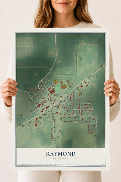 Map of Raymond, Minnesota, 18 x 24 inch unframed archival matte print