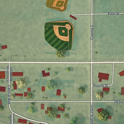 Close-up of the map of Regal, Minnesota print showing street and building detail