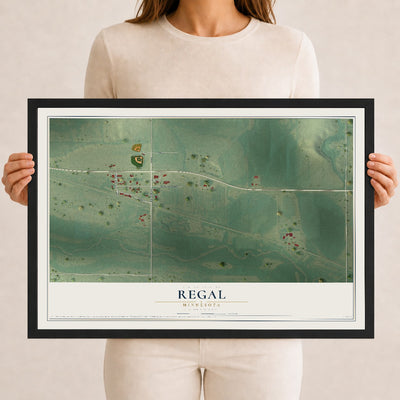 Map of Regal, Minnesota, 12 x 18 inch print in a black wood frame