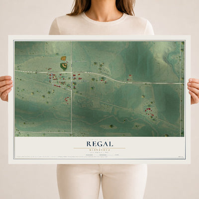 Map of Regal, Minnesota, 18 x 24 inch unframed archival matte print