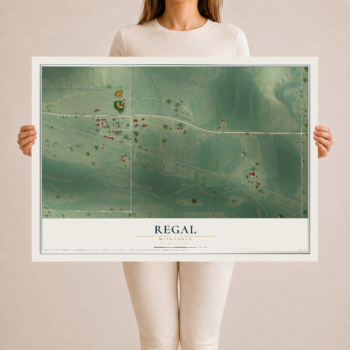 Map of Regal, Minnesota, 24 x 36 inch unframed archival matte print
