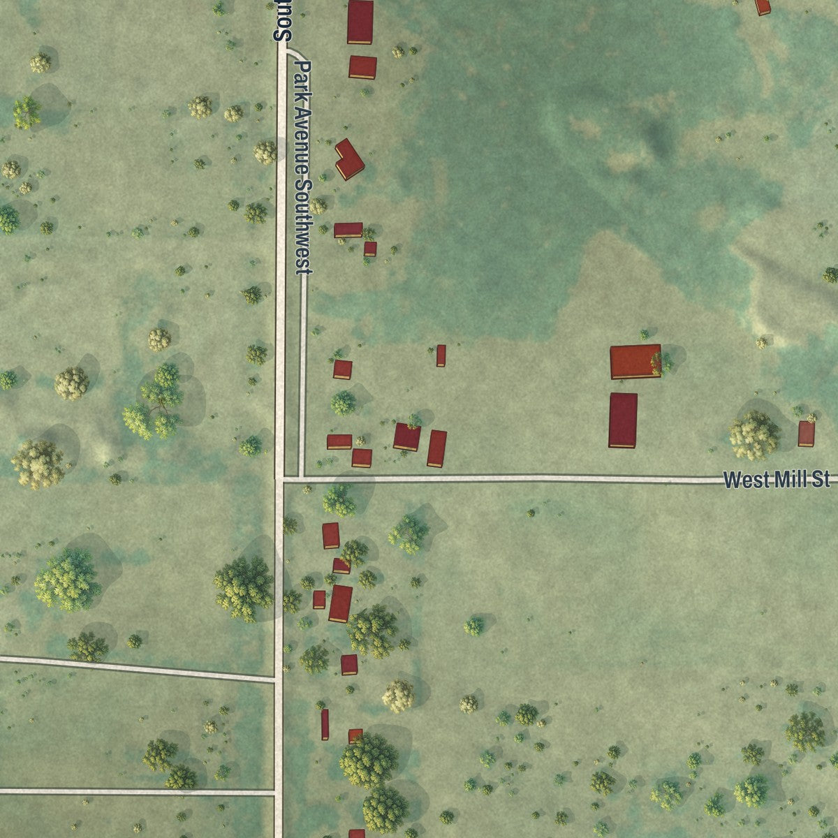 Second close-up of the map of Remer, Minnesota print showing more streets and buildings