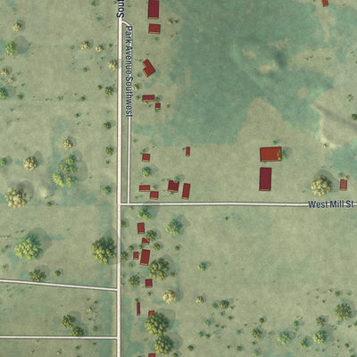 Second close-up of the map of Remer, Minnesota print showing more streets and buildings