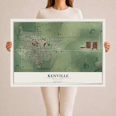 Map of Renville, Minnesota, 24 x 36 inch unframed archival matte print