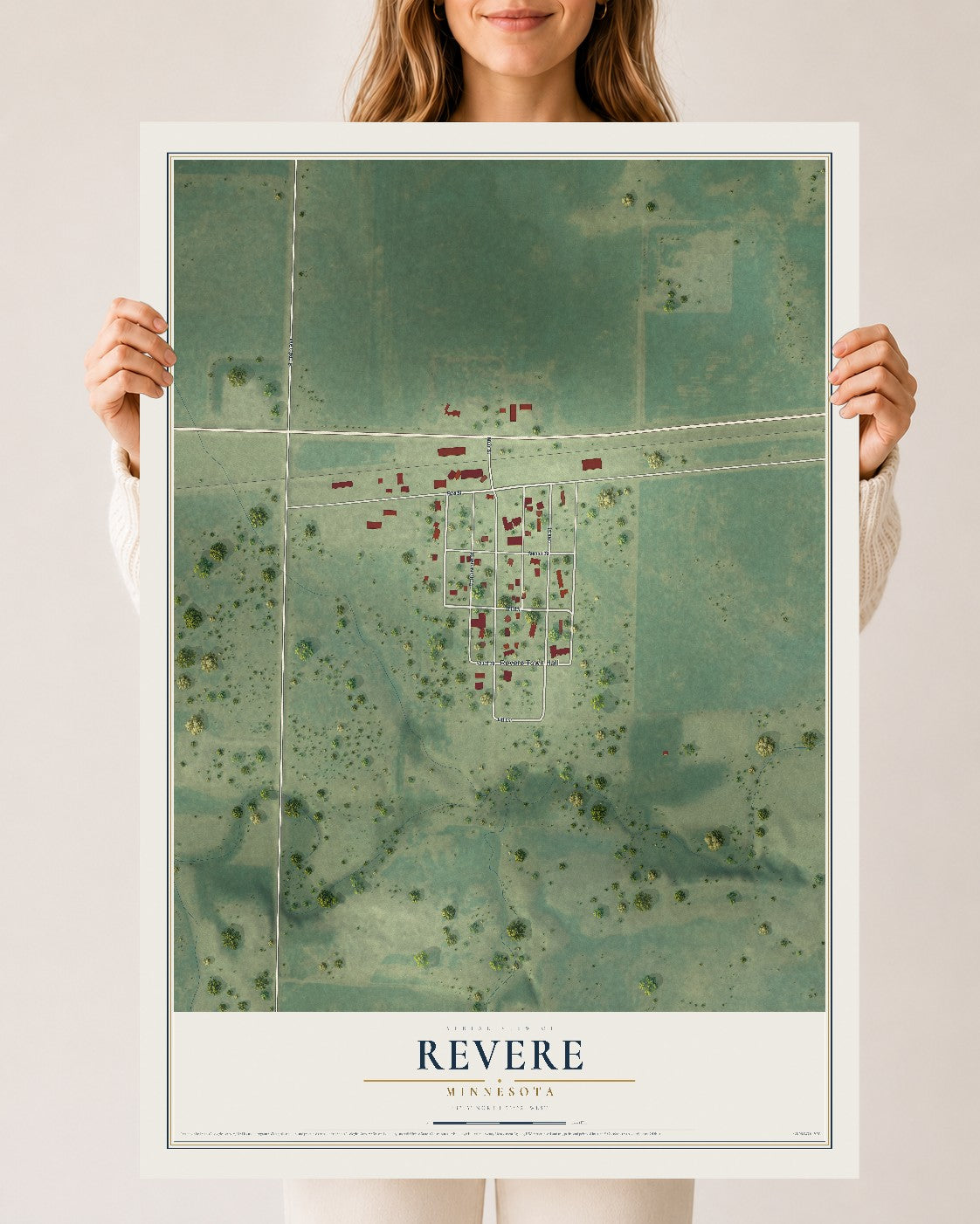 Map of Revere, Minnesota, 24 x 36 inch unframed archival matte print