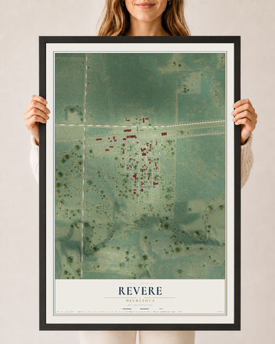 Map of Revere, Minnesota, 24 x 36 inch print in a black wood frame