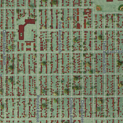 Close-up of the map of Richfield, Minnesota print showing street and building detail
