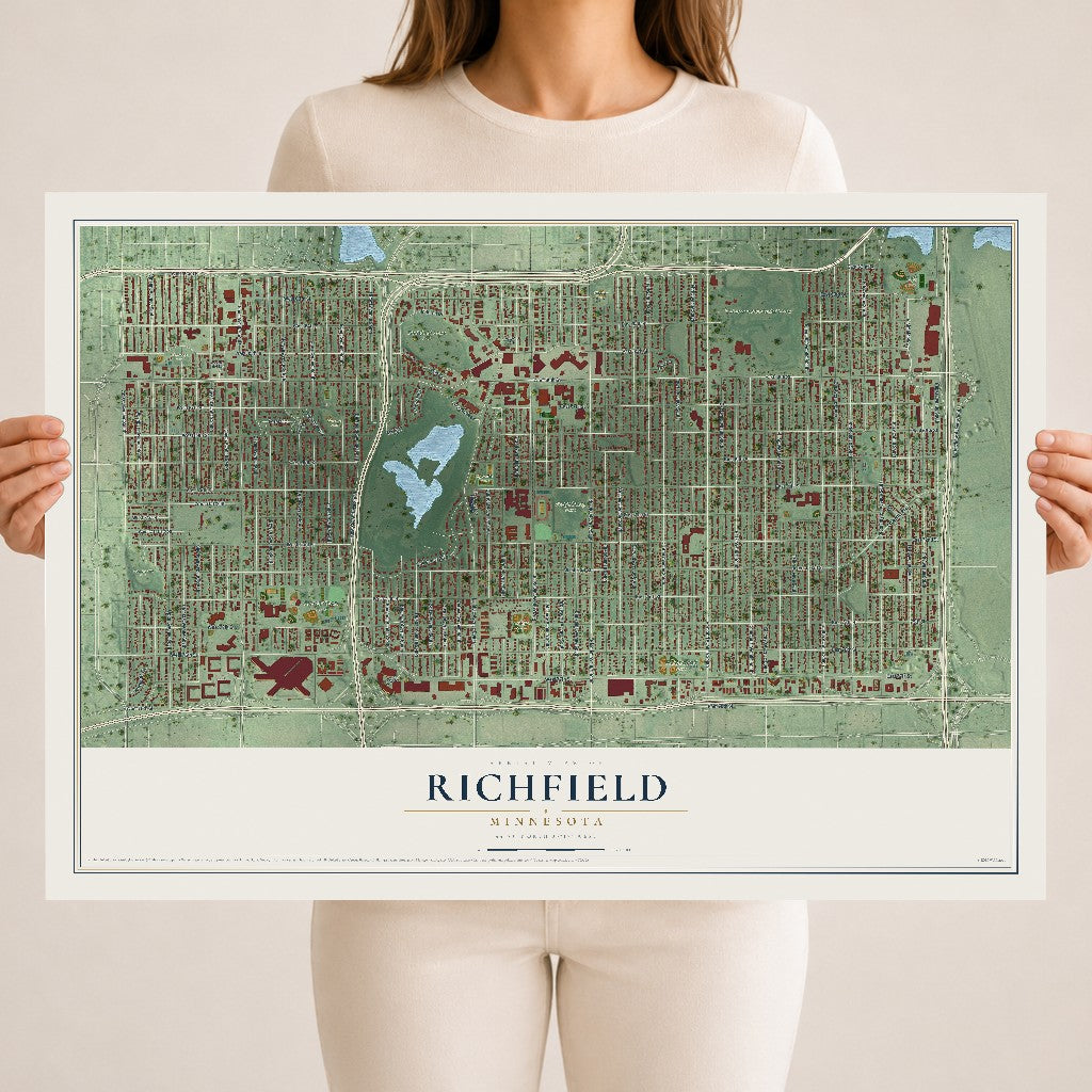 Map of Richfield, Minnesota, 18 x 24 inch unframed archival matte print