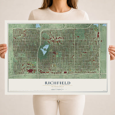 Map of Richfield, Minnesota, 18 x 24 inch unframed archival matte print