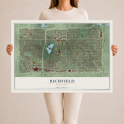 Map of Richfield, Minnesota, 24 x 36 inch unframed archival matte print